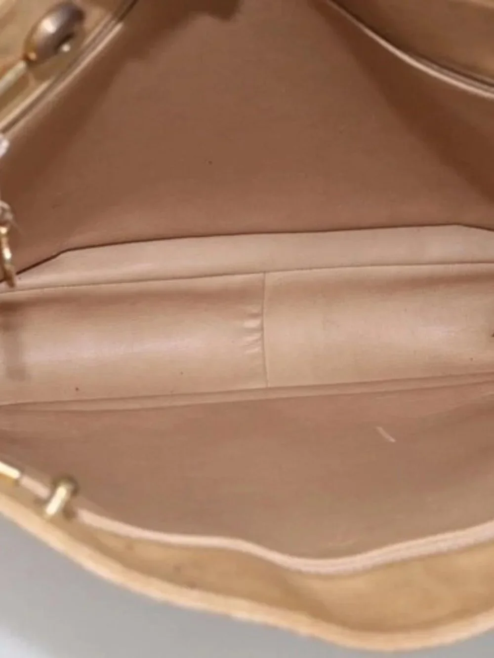 CHANEL Matelasse Chain Shoulder Bag Lamb Skin Beige Gold CC Auth 172997